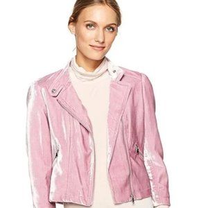 REBECCA TAYLOR Velvet Moto Jacket Pink Dusty Size 6